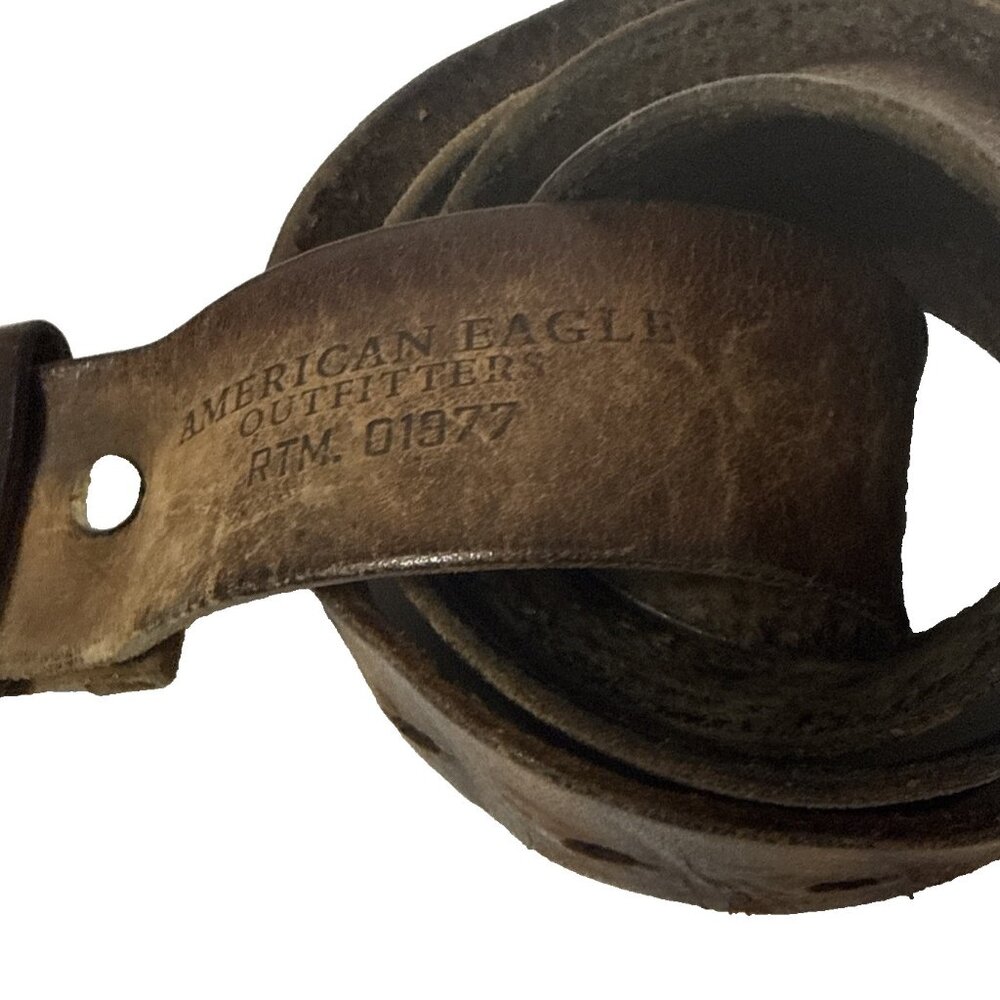 VTG American Eagle Outfitters RTM. 01977 Leather Belt Fits Approx 42-44 Broke In
